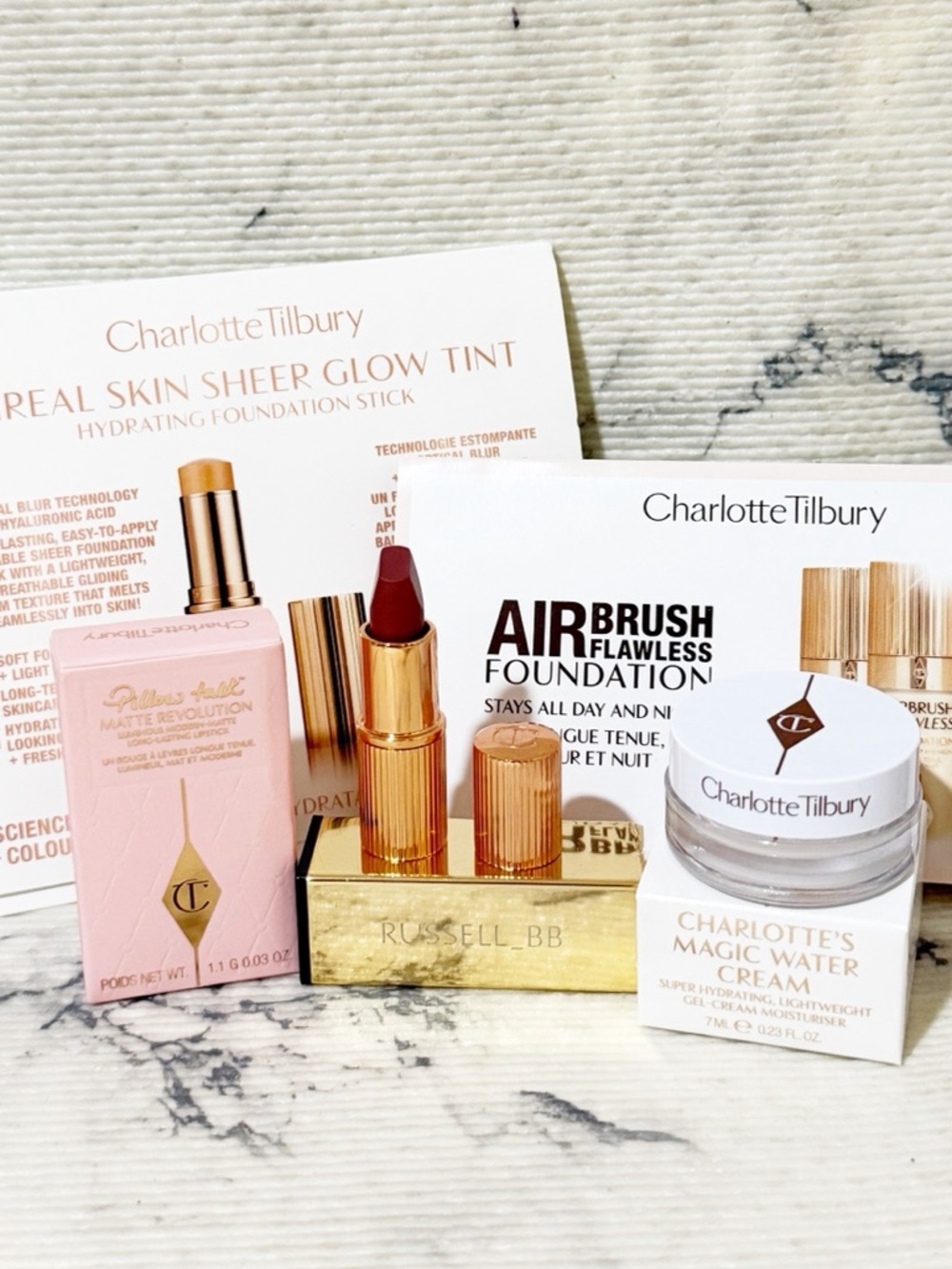 Charlotte Tilbury Mini Beauty Set: Pink Lipstick, Magic Water Cream & Foundation